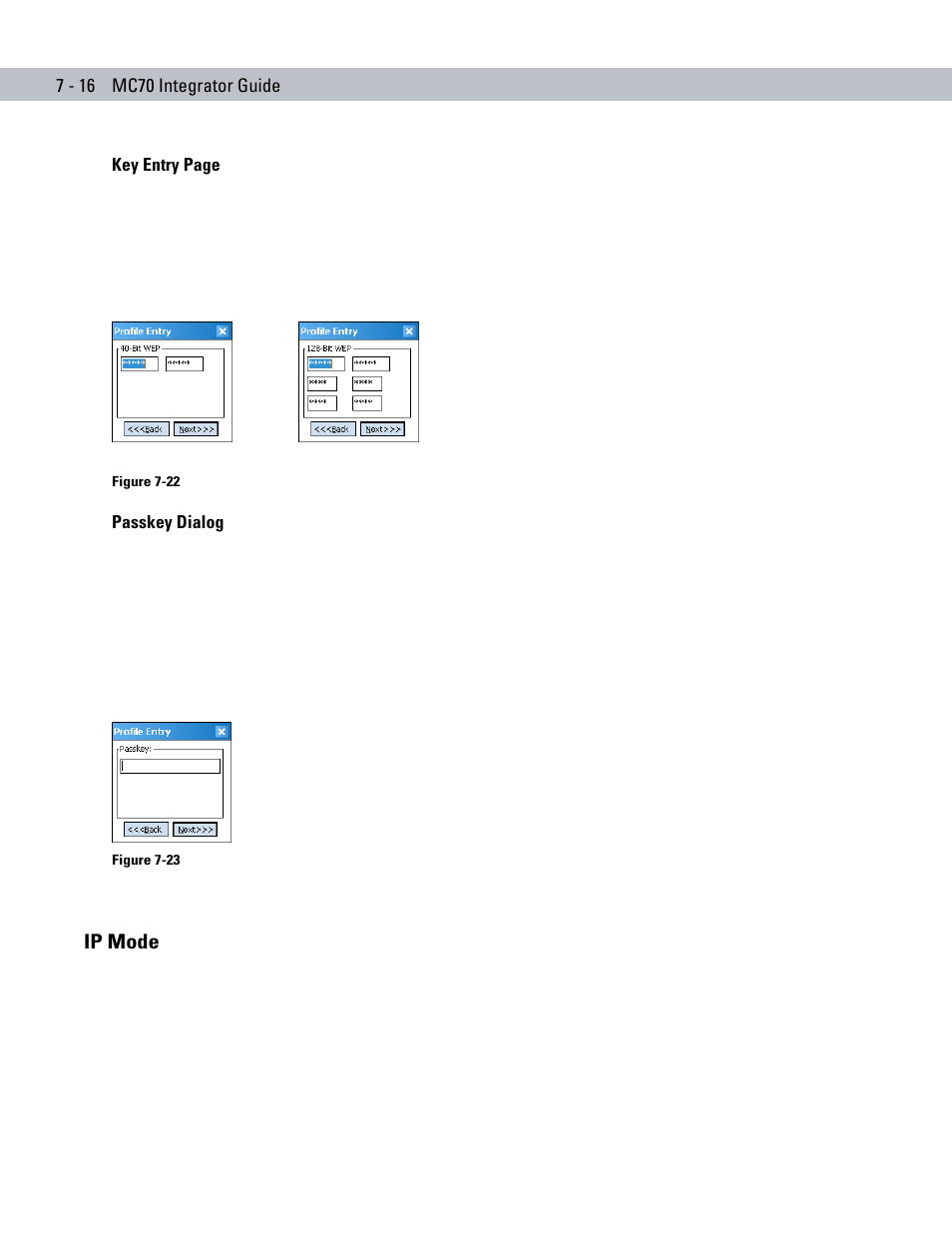 Passkey dialog, Ip mode, Ip mode -16 | Motorola ENTERPRISE DIGITAL ASSISTANT MC70 User Manual | Page 140 / 208