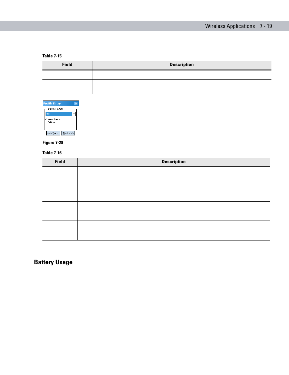 Battery usage, Battery usage -19 | Motorola ENTERPRISE DIGITAL ASSISTANT MC70 User Manual | Page 143 / 208