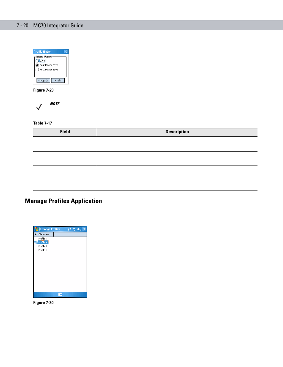 Manage profiles application, Manage profiles application -20 | Motorola ENTERPRISE DIGITAL ASSISTANT MC70 User Manual | Page 144 / 208