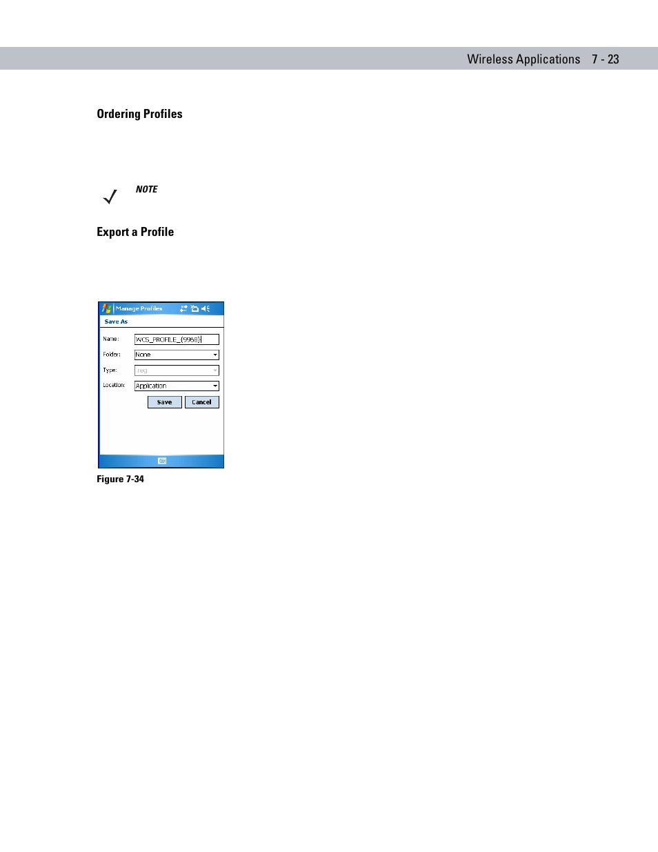 Ordering profiles, Export a profile | Motorola ENTERPRISE DIGITAL ASSISTANT MC70 User Manual | Page 147 / 208