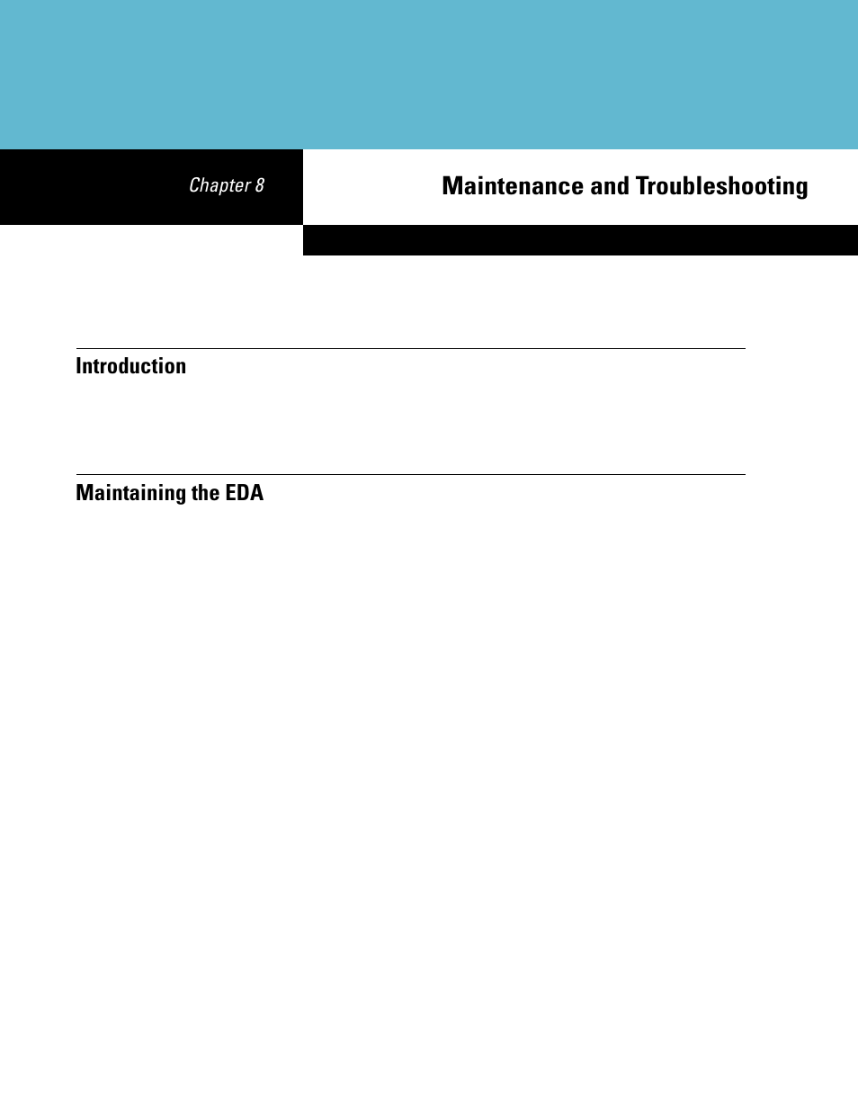 Maintenance and troubleshooting, Introduction, Maintaining the eda | Chapter 8: maintenance and troubleshooting, Introduction -1 maintaining the eda -1, Chapter 8, maintenance and troubleshooting, Inclu, Chapter 8 | Motorola ENTERPRISE DIGITAL ASSISTANT MC70 User Manual | Page 165 / 208