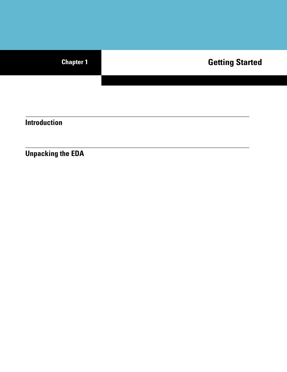 Getting started, Introduction, Unpacking the eda | Chapter 1: getting started, Introduction -1 unpacking the eda -1, Chapter 1, getting started, Chapter 1 | Motorola ENTERPRISE DIGITAL ASSISTANT MC70 User Manual | Page 19 / 208