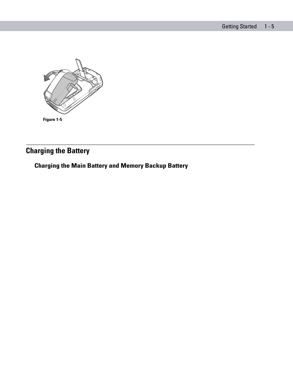 Charging the battery, Charging the battery -5 | Motorola ENTERPRISE DIGITAL ASSISTANT MC70 User Manual | Page 23 / 208