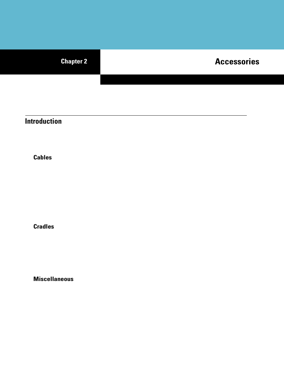 Accessories, Introduction, Cables | Cradles, Miscellaneous, Chapter 2: accessories, Introduction -1, Cables -1 cradles -1 miscellaneous -1, Chapter 2, accessories, Chapter 2 | Motorola ENTERPRISE DIGITAL ASSISTANT MC70 User Manual | Page 31 / 208