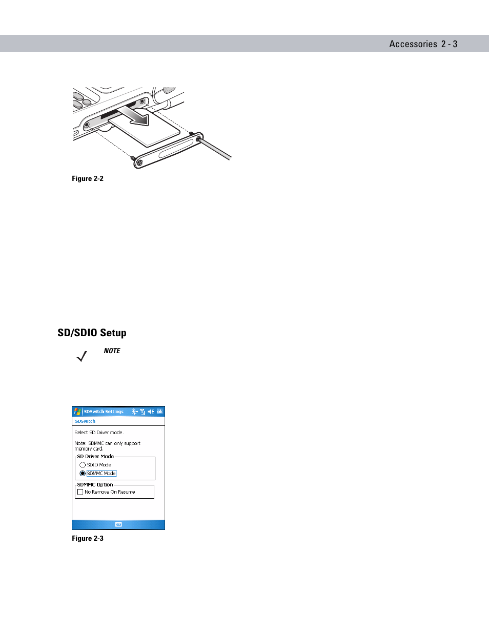 Sd/sdio setup, Sd/sdio setup -3 | Motorola ENTERPRISE DIGITAL ASSISTANT MC70 User Manual | Page 33 / 208