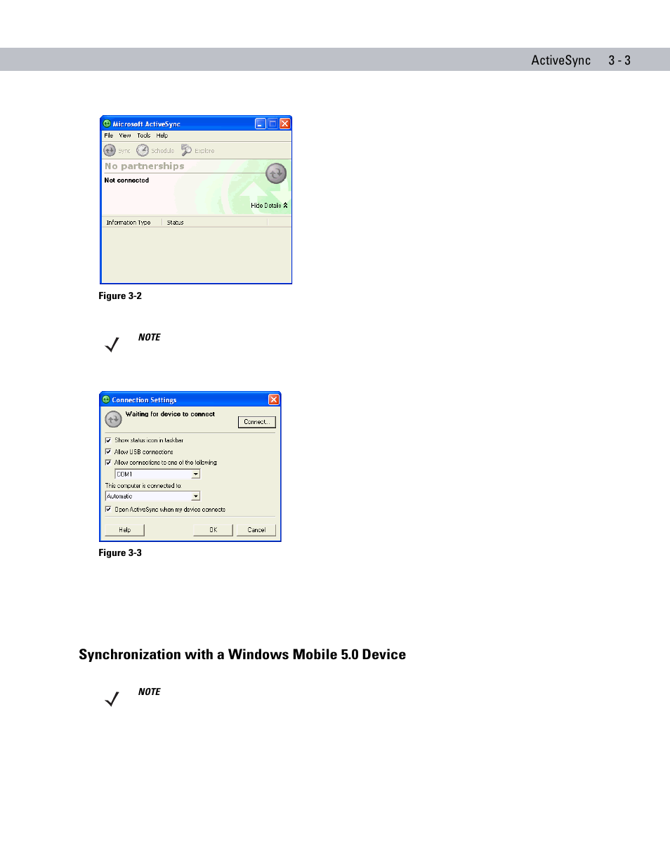 Synchronization with a windows mobile 5.0 device | Motorola ENTERPRISE DIGITAL ASSISTANT MC70 User Manual | Page 63 / 208