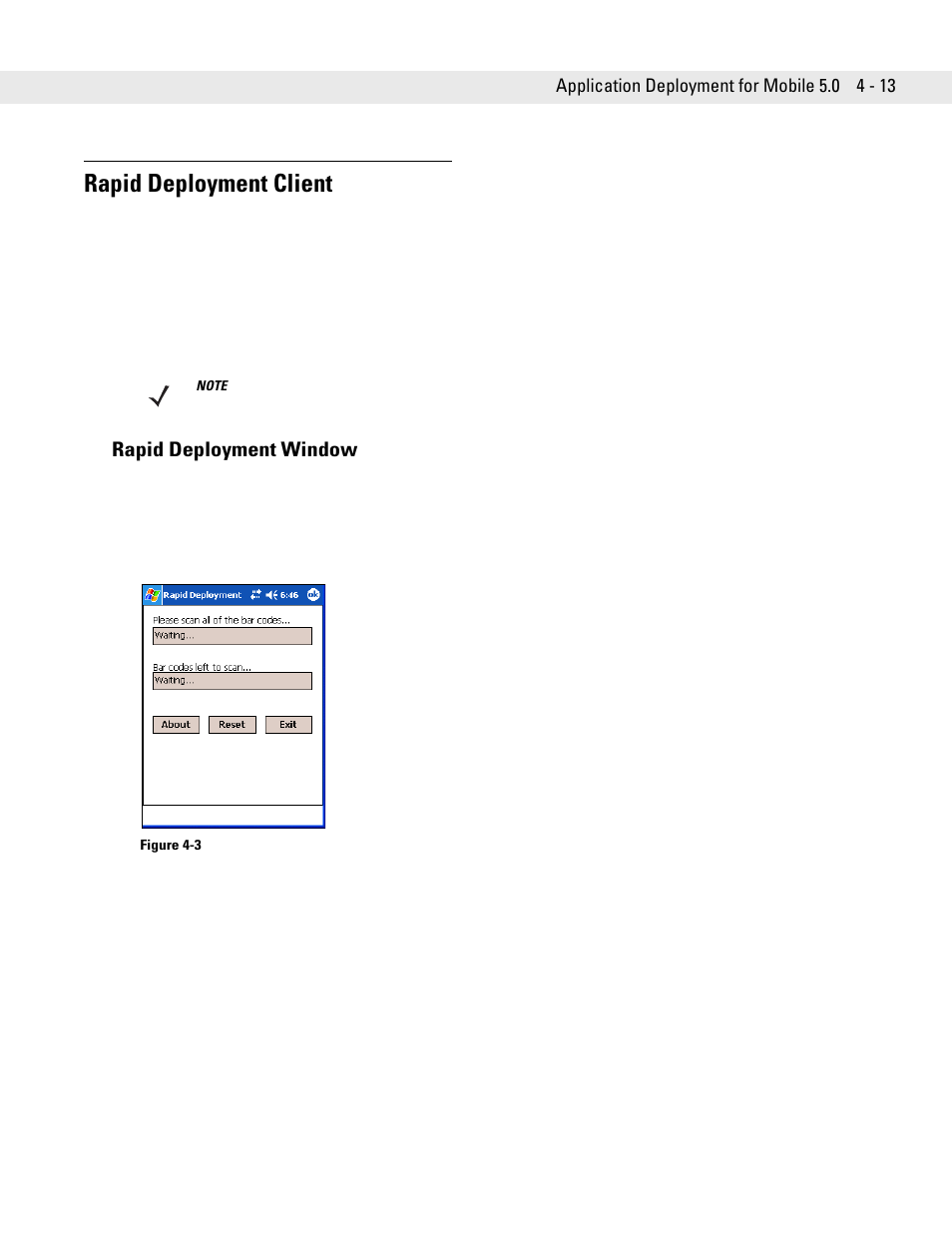 Rapid deployment client, Rapid deployment window, Rapid deployment client -13 | Rapid deployment window -13 | Motorola ENTERPRISE DIGITAL ASSISTANT MC70 User Manual | Page 79 / 208