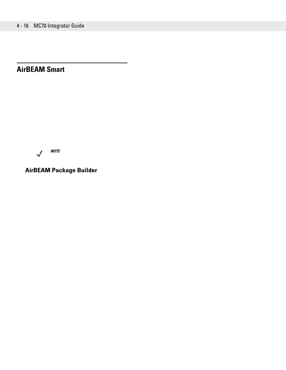 Airbeam smart, Airbeam package builder, Airbeam smart -16 | Airbeam package builder -16 | Motorola ENTERPRISE DIGITAL ASSISTANT MC70 User Manual | Page 82 / 208