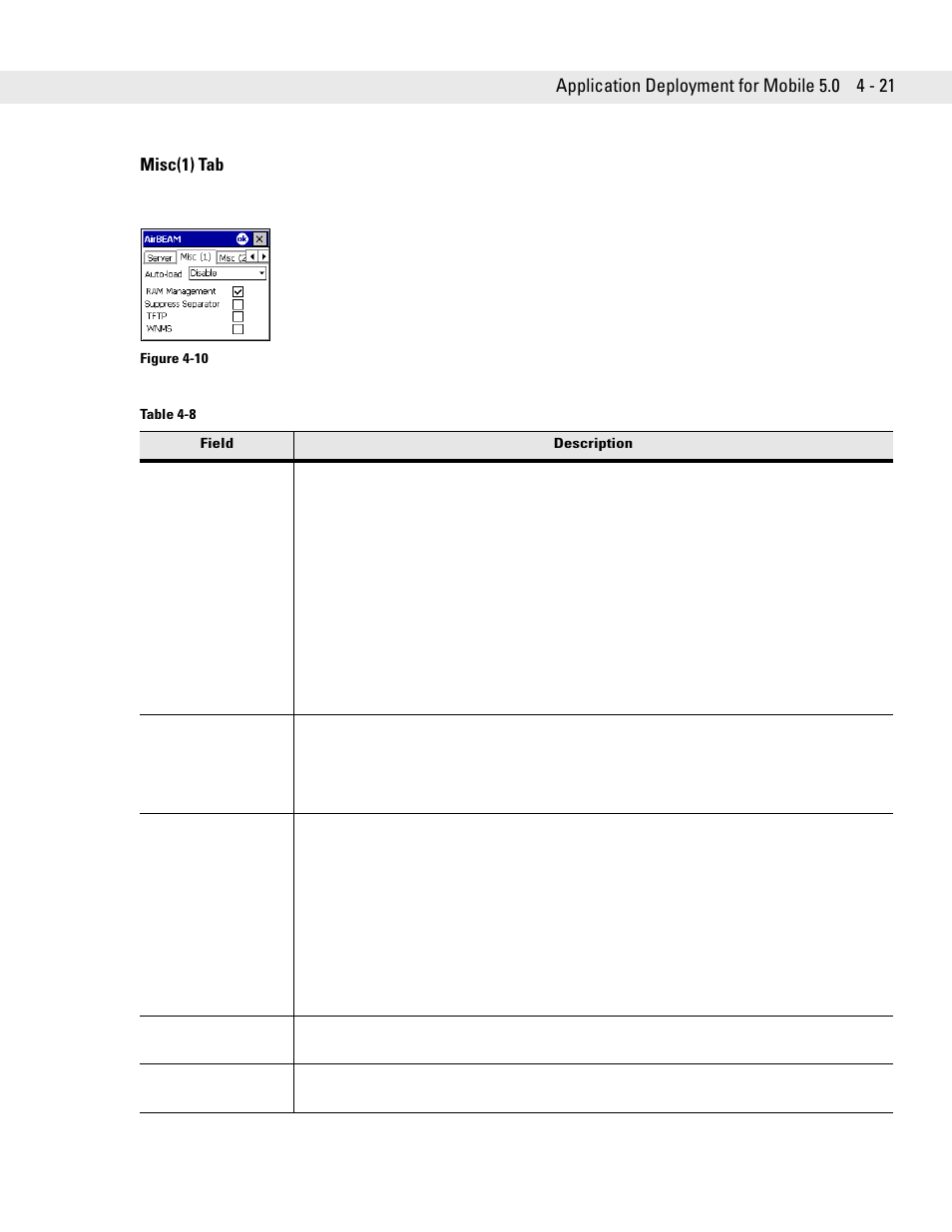 Misc(1) tab | Motorola ENTERPRISE DIGITAL ASSISTANT MC70 User Manual | Page 87 / 208