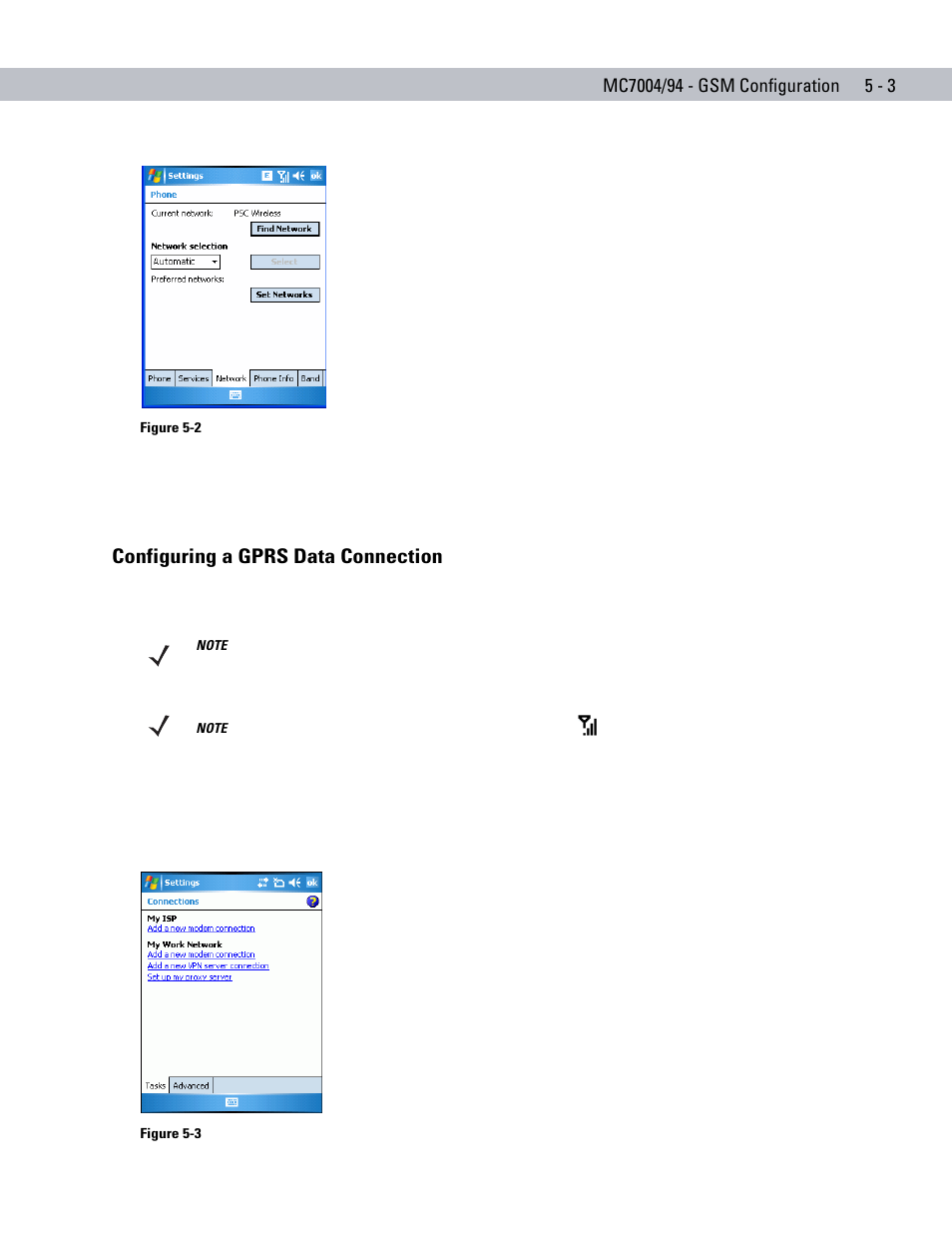 Configuring a gprs data connection, Configuring a gprs data connection -3 | Motorola ENTERPRISE DIGITAL ASSISTANT MC70 User Manual | Page 93 / 208