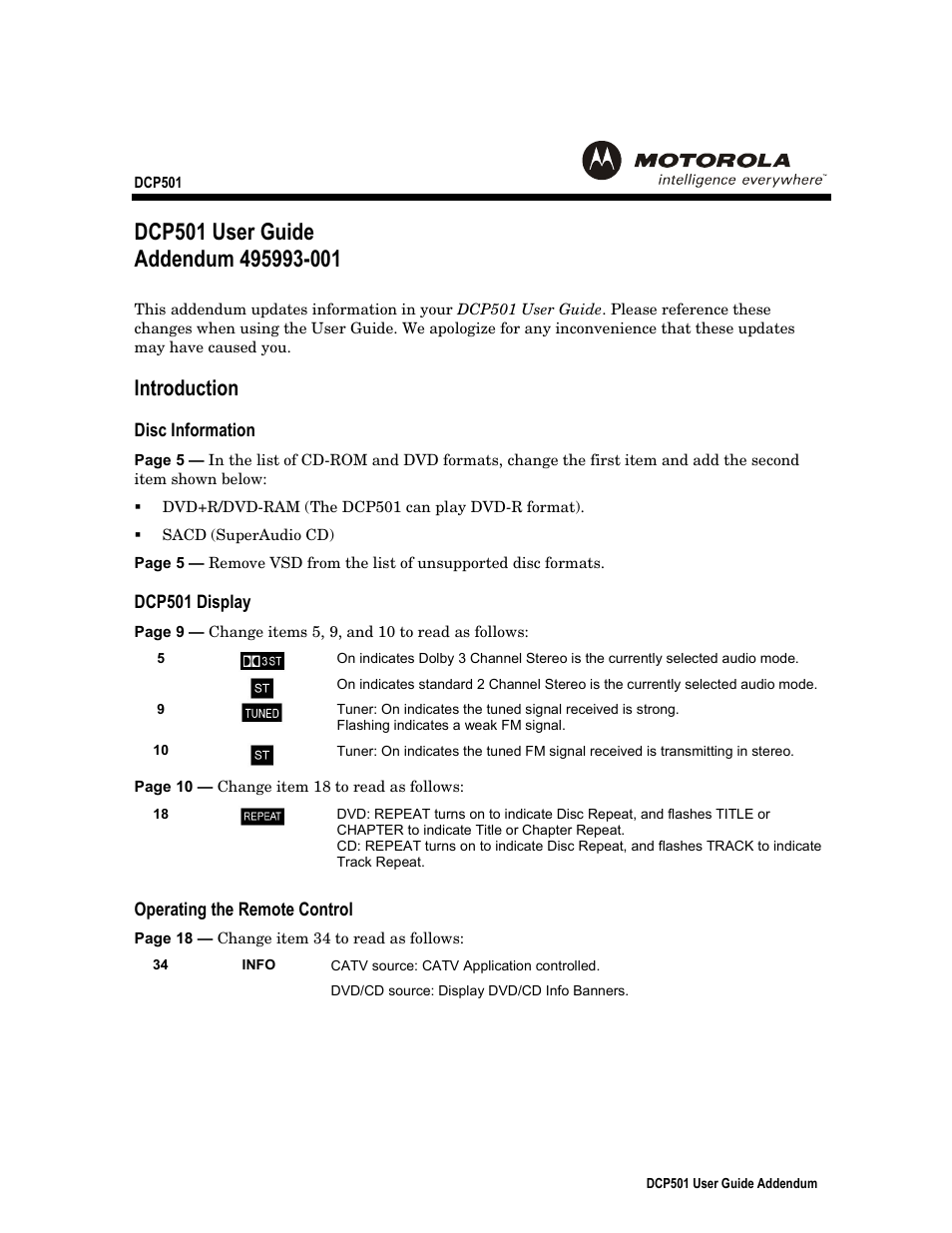 Motorola DCP501 User Manual | 8 pages