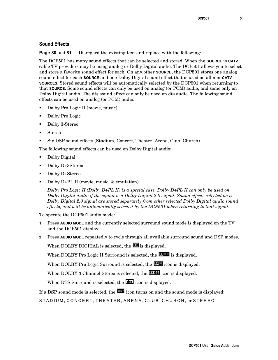 Sound effects | Motorola DCP501 User Manual | Page 5 / 8