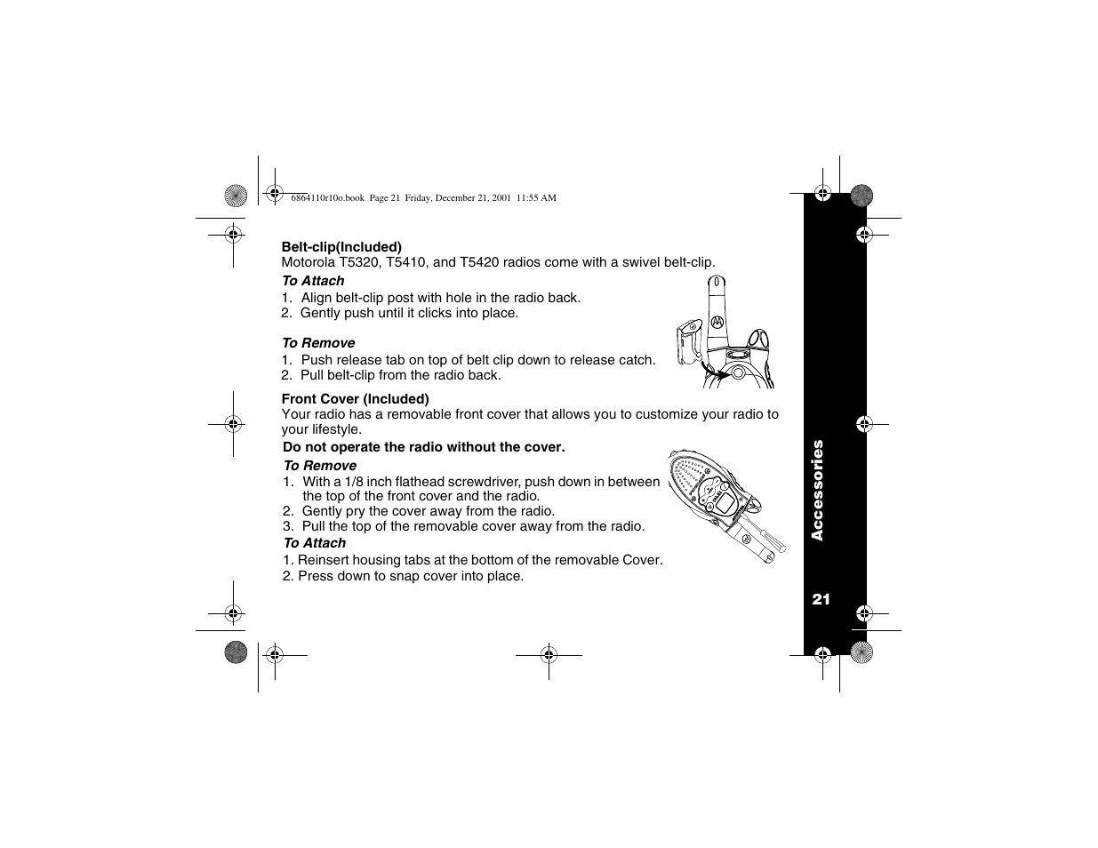 Belt clip | Motorola T5410 User Manual | Page 25 / 40