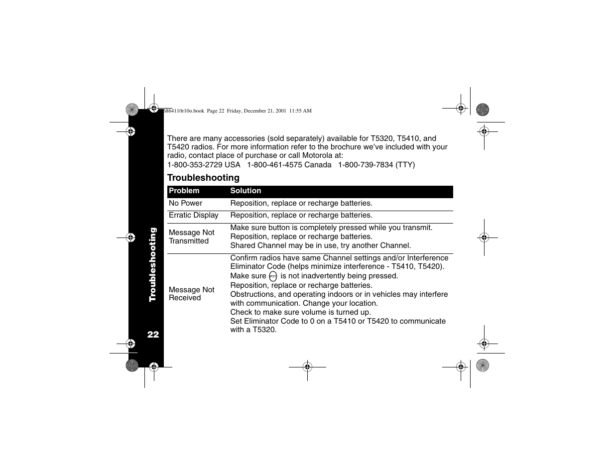 Troubleshooting | Motorola T5410 User Manual | Page 26 / 40