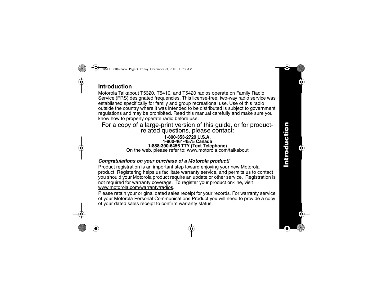 Introduction, Intr oduction | Motorola T5410 User Manual | Page 3 / 40