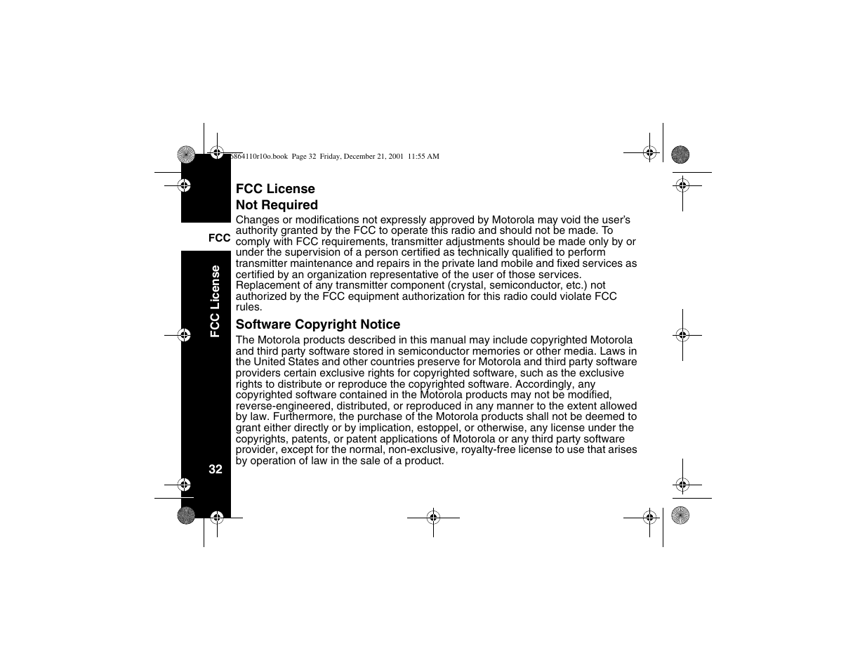 Fcc license | Motorola T5410 User Manual | Page 36 / 40