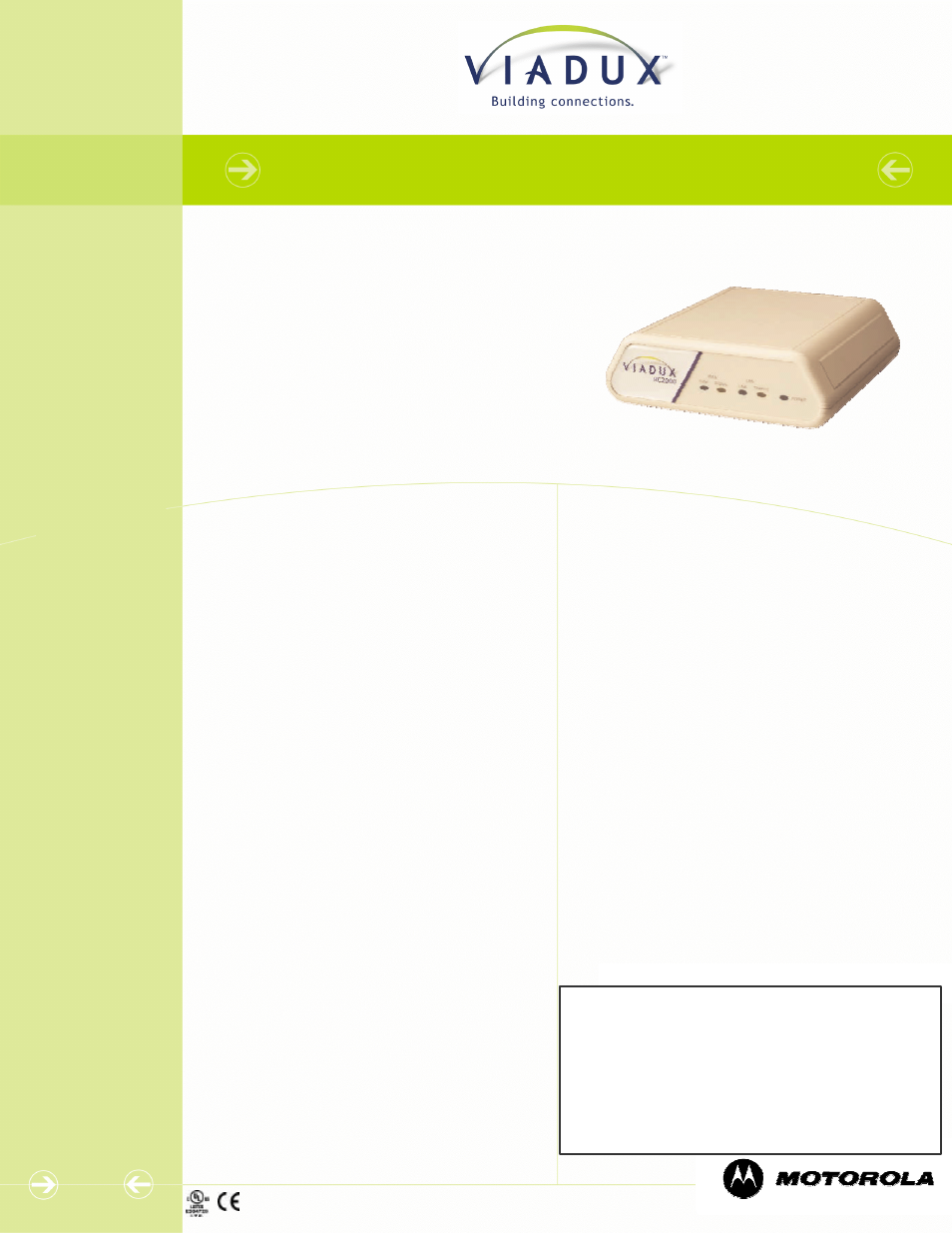 Motorola Viadux 2000 Subscriber Bridge RC2000 User Manual | 1 page