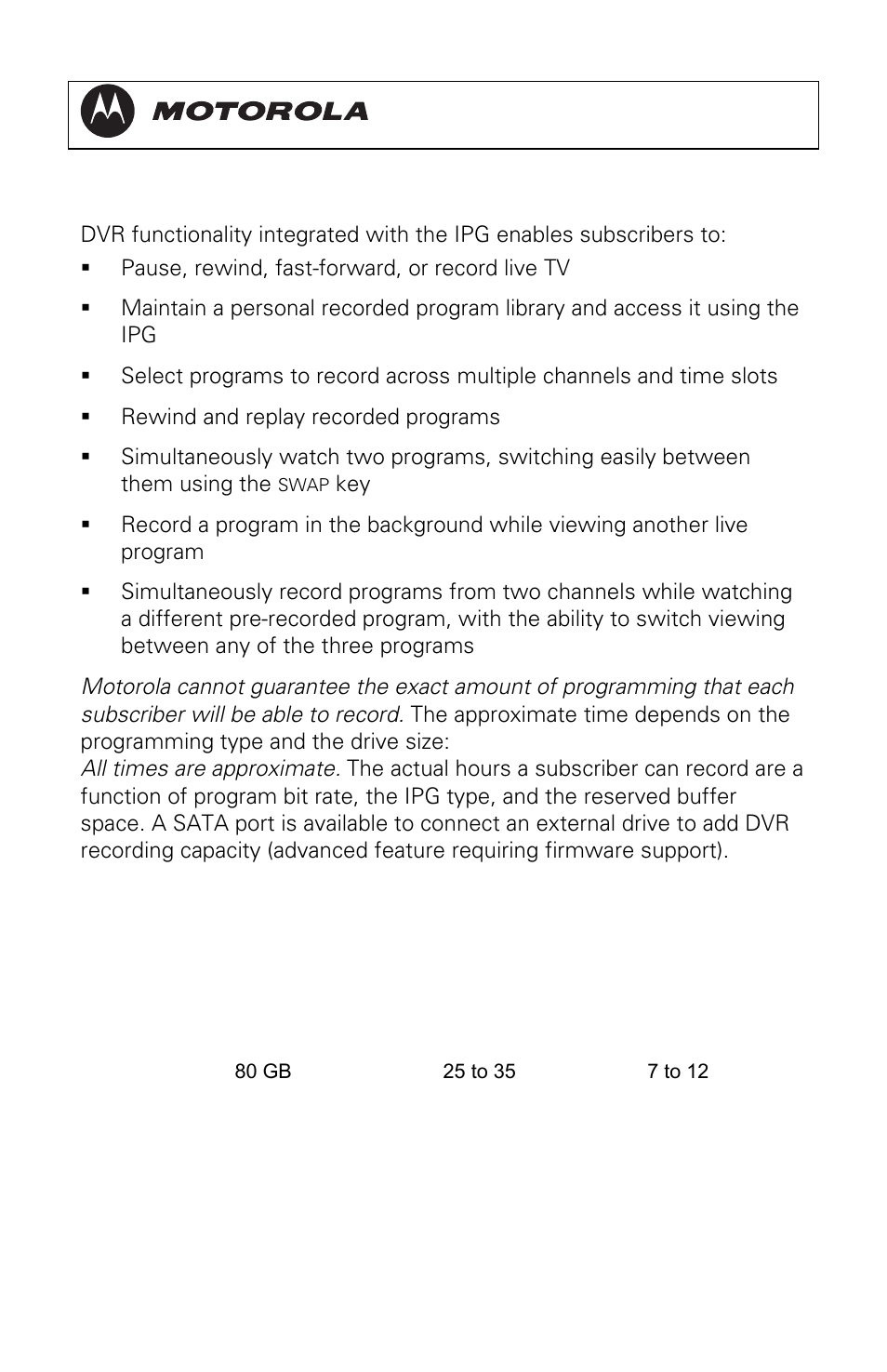 Standard dvr functionality, Dct3080 installation manual | Motorola DCT3080 User Manual | Page 13 / 98