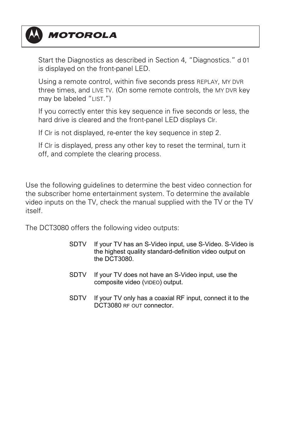 Video connection options, Dct3080 installation manual | Motorola DCT3080 User Manual | Page 25 / 98