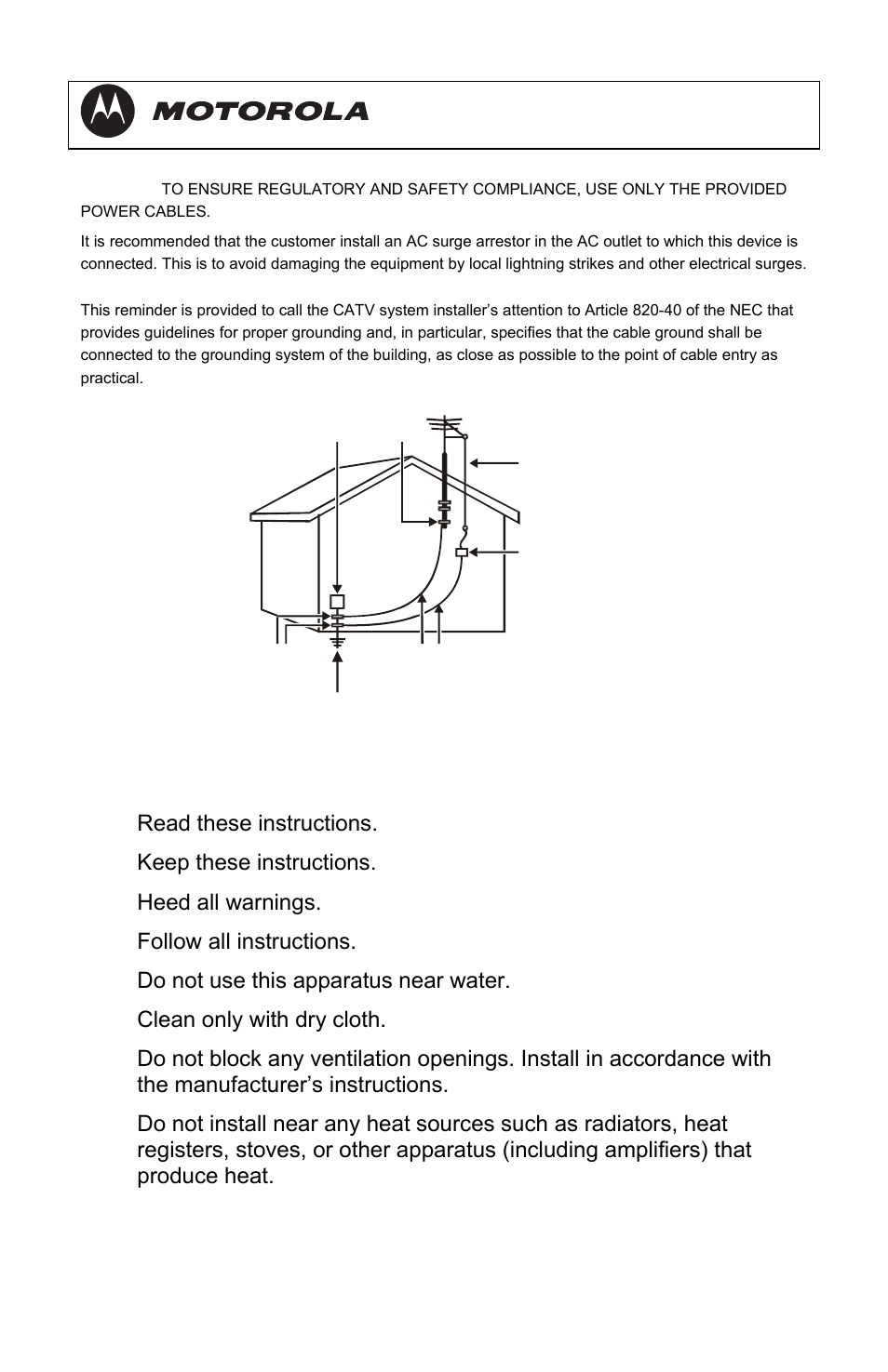 Dct3080 installation manual, Important safety instructions | Motorola DCT3080 User Manual | Page 3 / 98