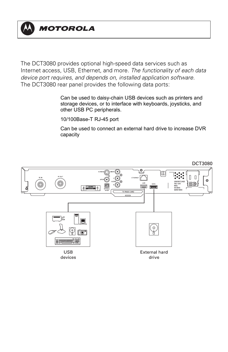 Data device connections, Dct3080 installation manual | Motorola DCT3080 User Manual | Page 37 / 98