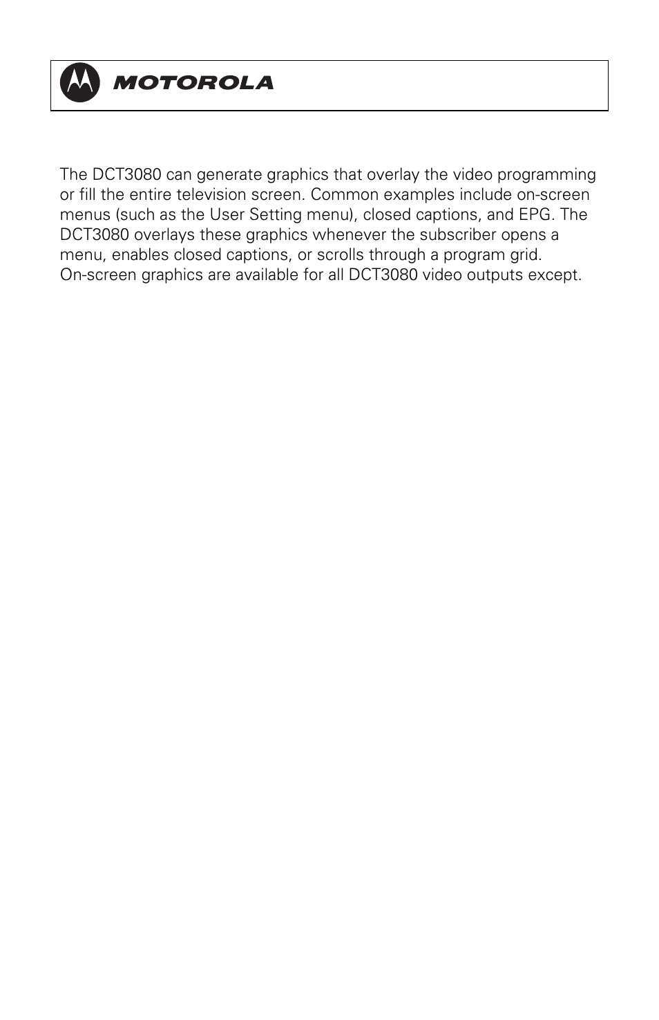 Graphics overlaying the video | Motorola DCT3080 User Manual | Page 46 / 98