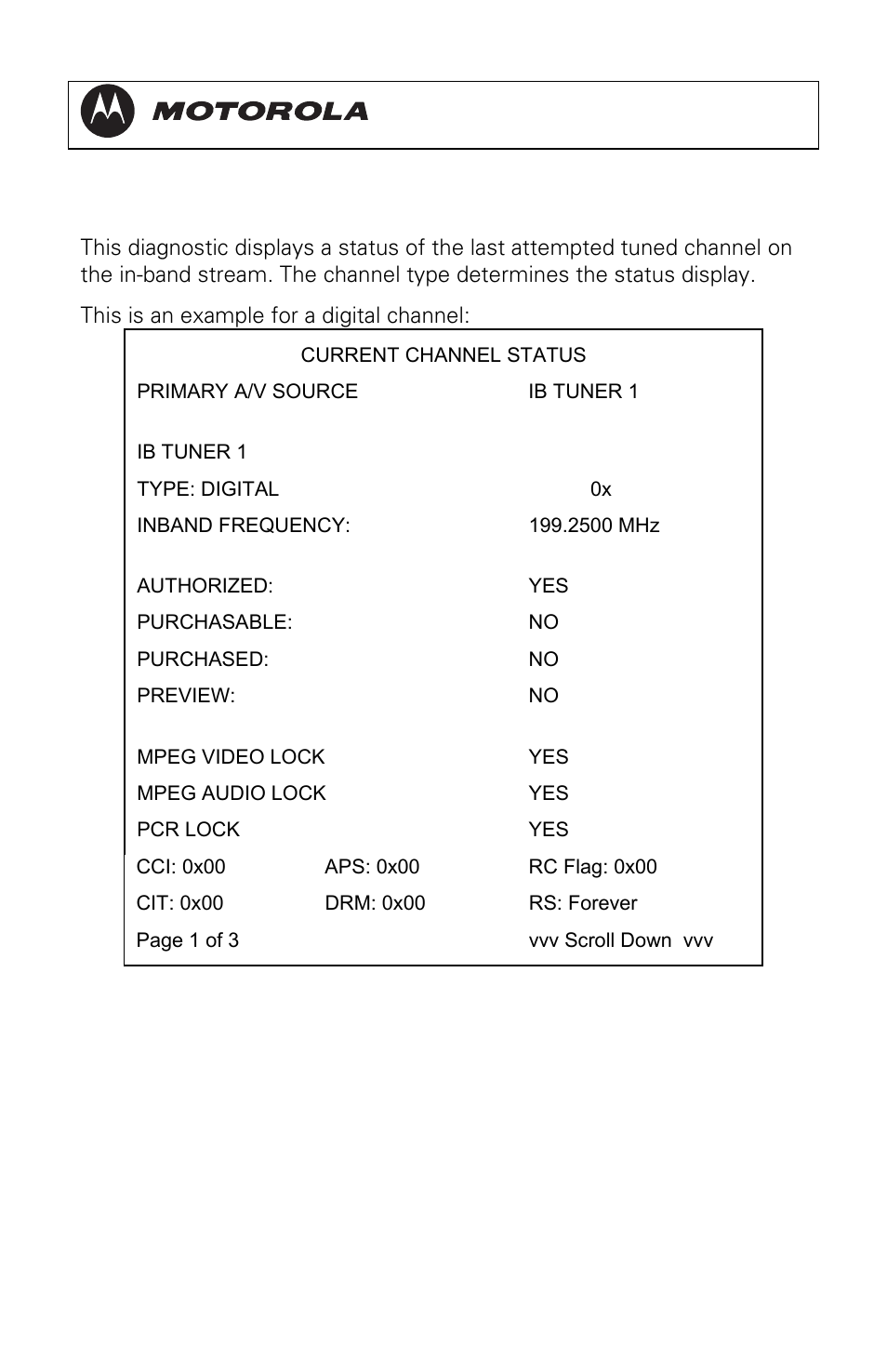 D06 current channel status, Dct3080 installation manual | Motorola DCT3080 User Manual | Page 60 / 98