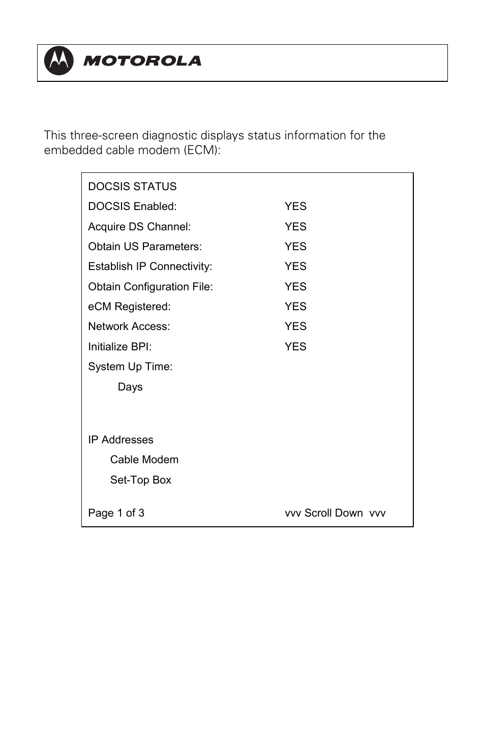 D14 docsis status, Dct3080 installation manual | Motorola DCT3080 User Manual | Page 80 / 98