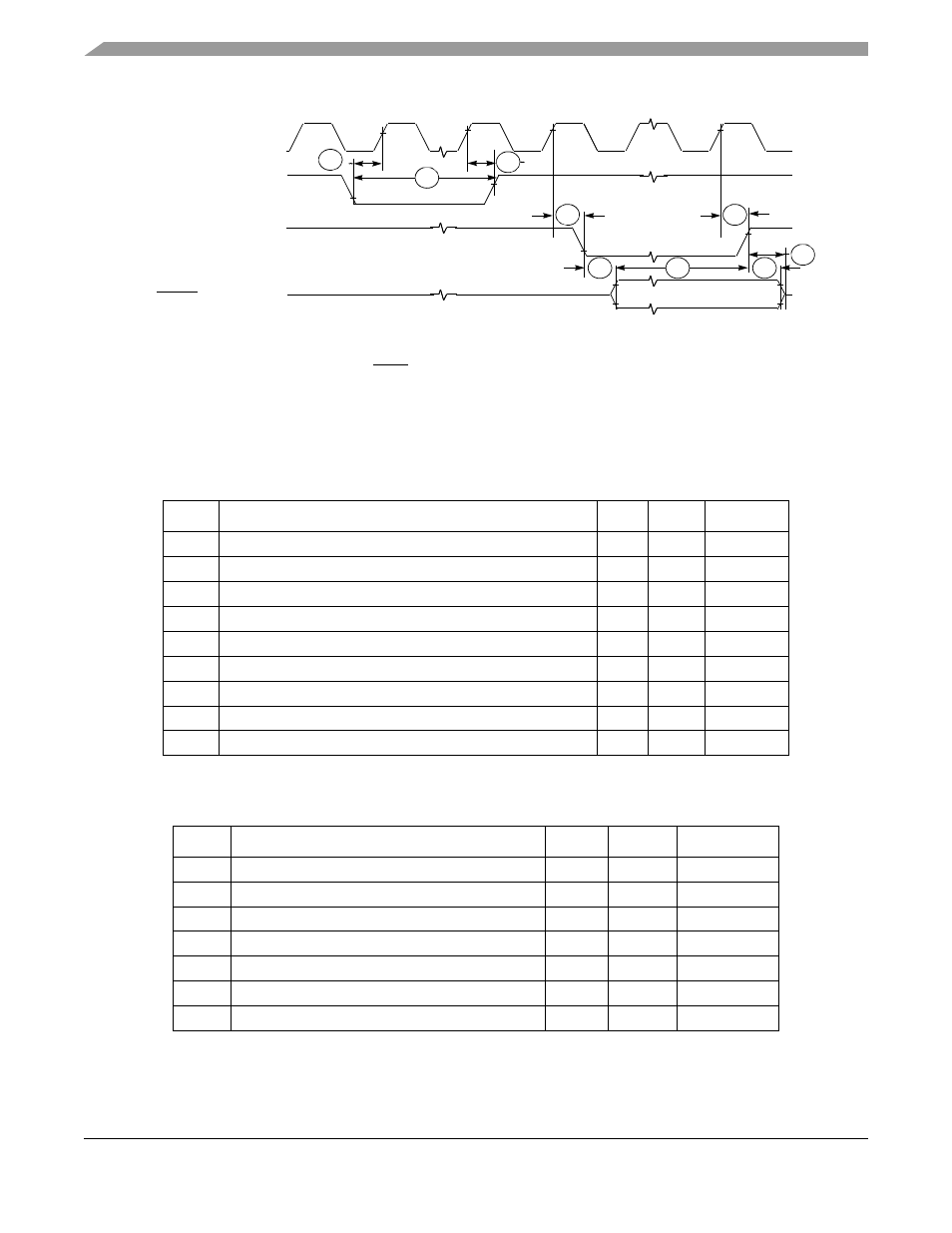 12 i2c input/output timing specifications, 12 i, C input/output timing specifications | Table 33-19 lists specifications for the i, C output timing parameters shown in figure 33-10 | Motorola ColdFire MCF5281 User Manual | Page 704 / 766