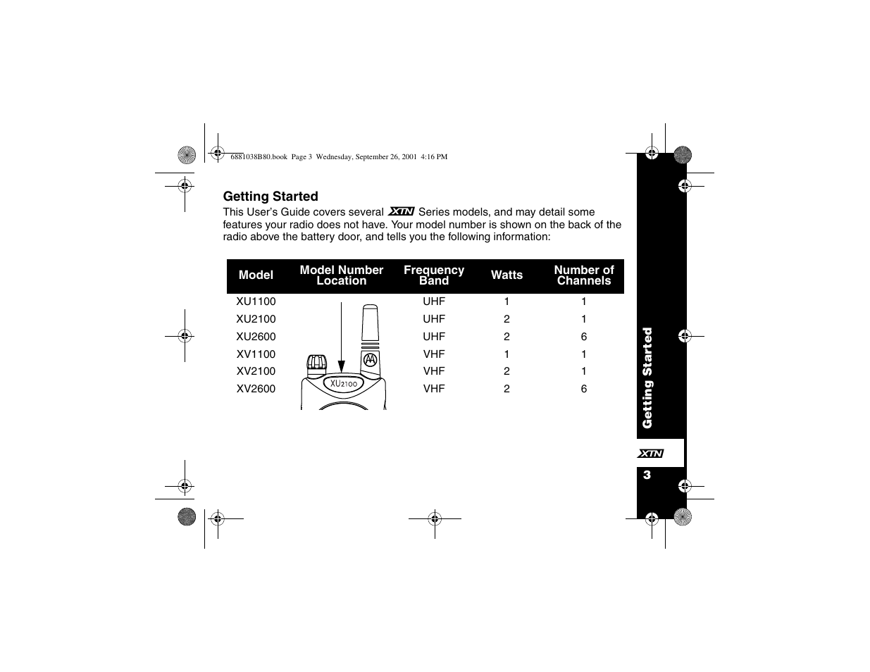 Motorola XTN Series XU2100 User Manual | Page 15 / 60