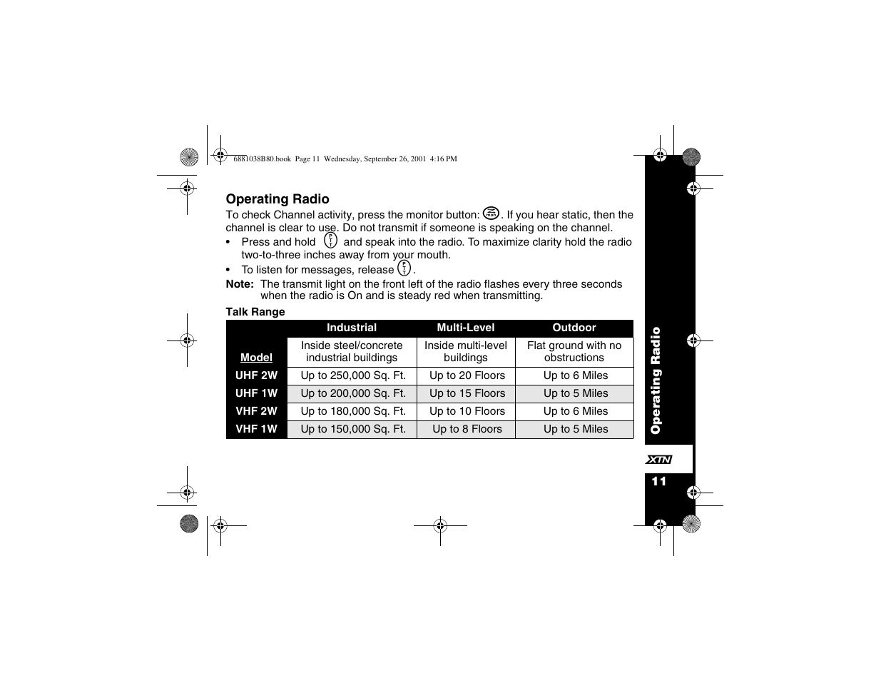 Motorola XTN Series XU2100 User Manual | Page 23 / 60