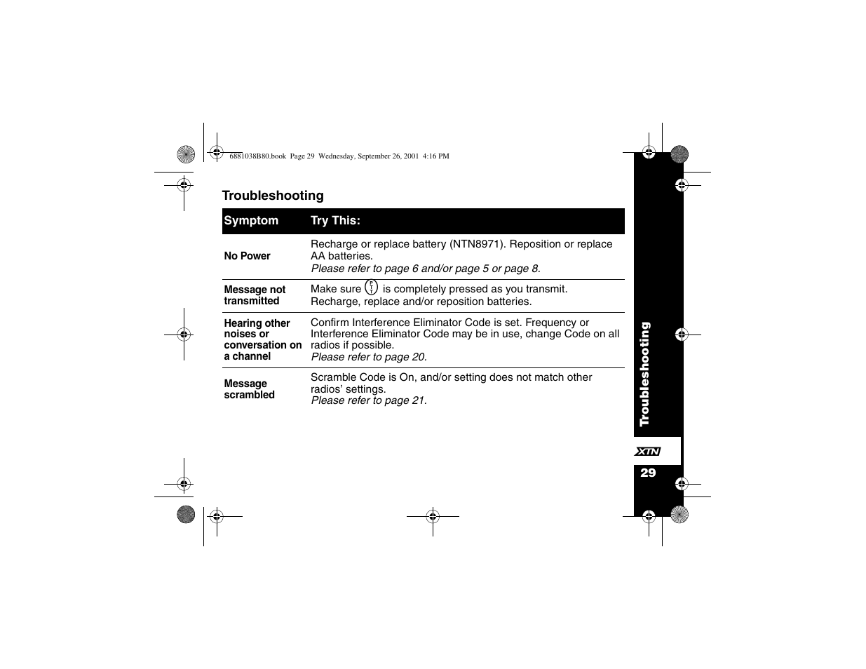 Motorola XTN Series XU2100 User Manual | Page 41 / 60