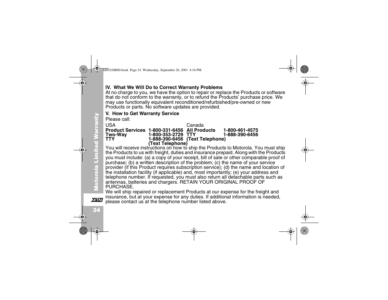 Motorola XTN Series XU2100 User Manual | Page 46 / 60