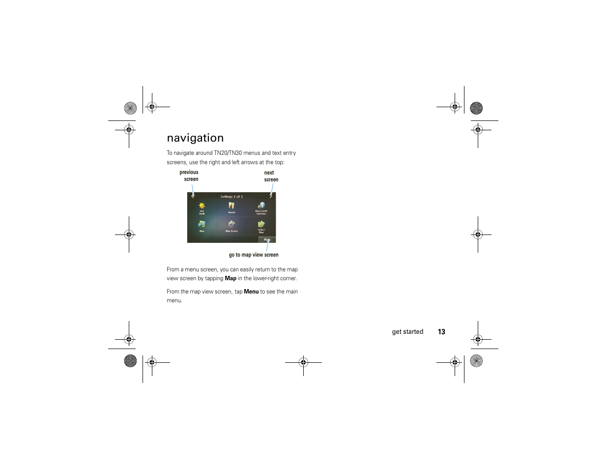 Navigation | Motorola MOTONAV TN30 User Manual | Page 14 / 57