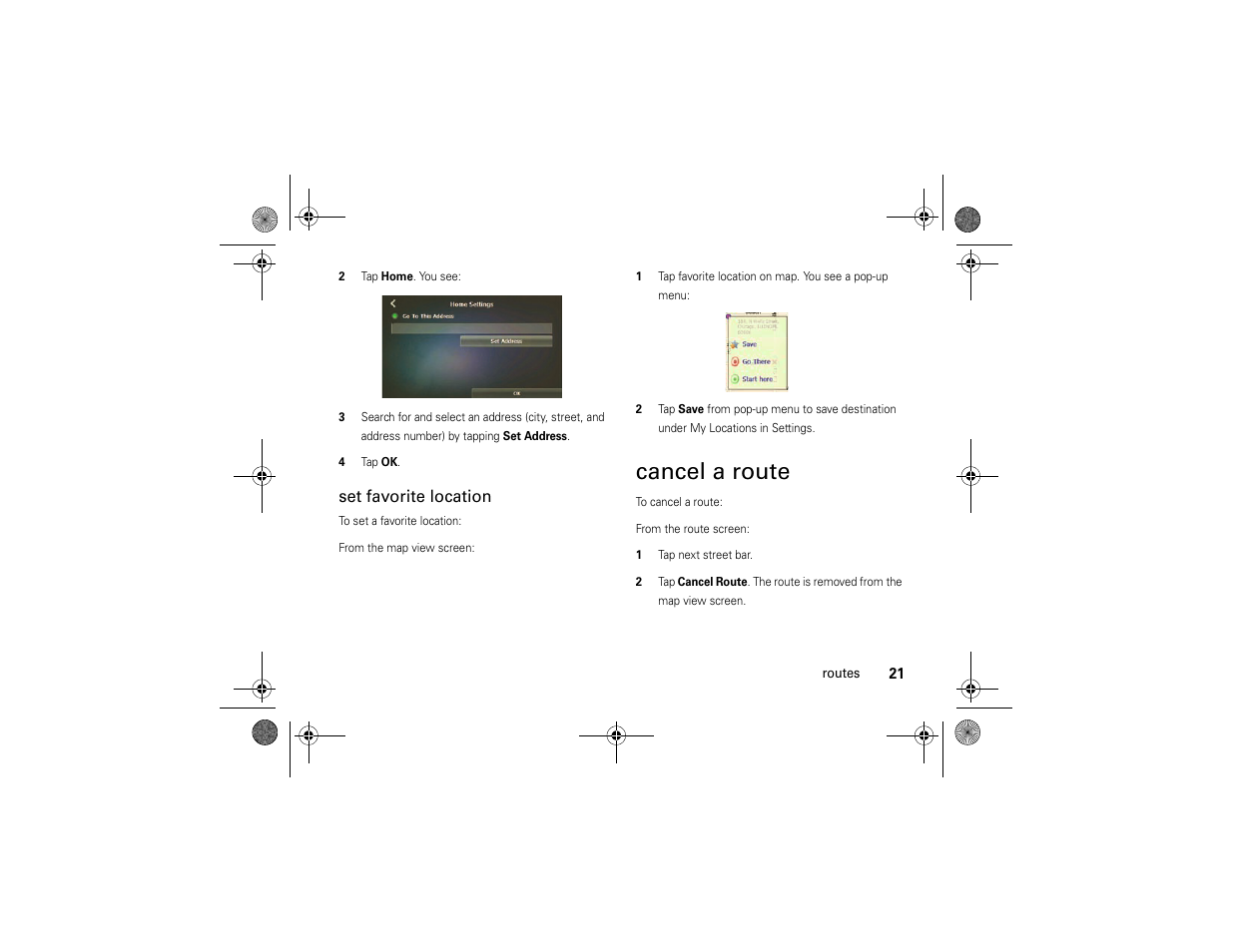Cancel a route | Motorola MOTONAV TN30 User Manual | Page 22 / 57