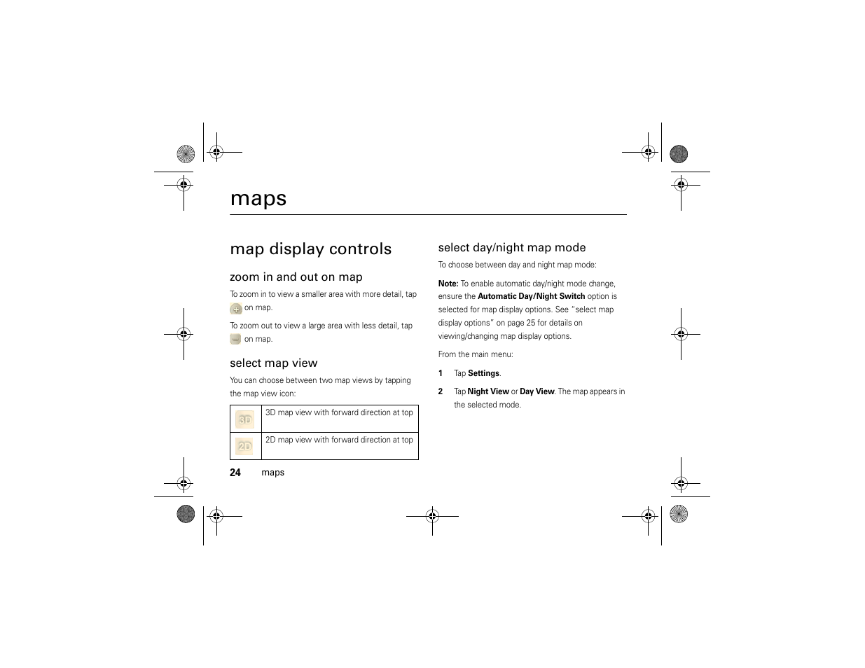 Maps, Map display controls | Motorola MOTONAV TN30 User Manual | Page 25 / 57