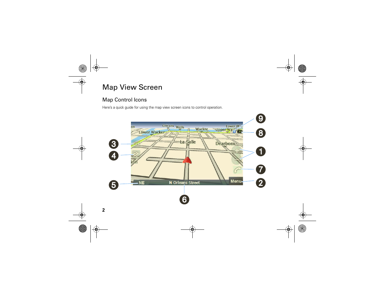 Map view screen | Motorola MOTONAV TN30 User Manual | Page 3 / 57