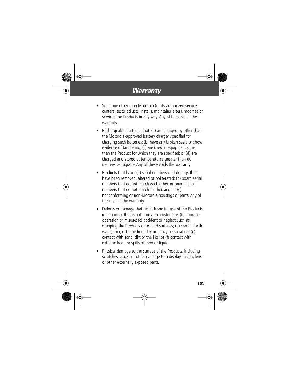 Warranty | Motorola V Series 120c User Manual | Page 105 / 122