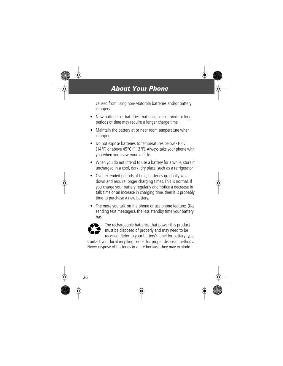 About your phone | Motorola V Series 120c User Manual | Page 26 / 122