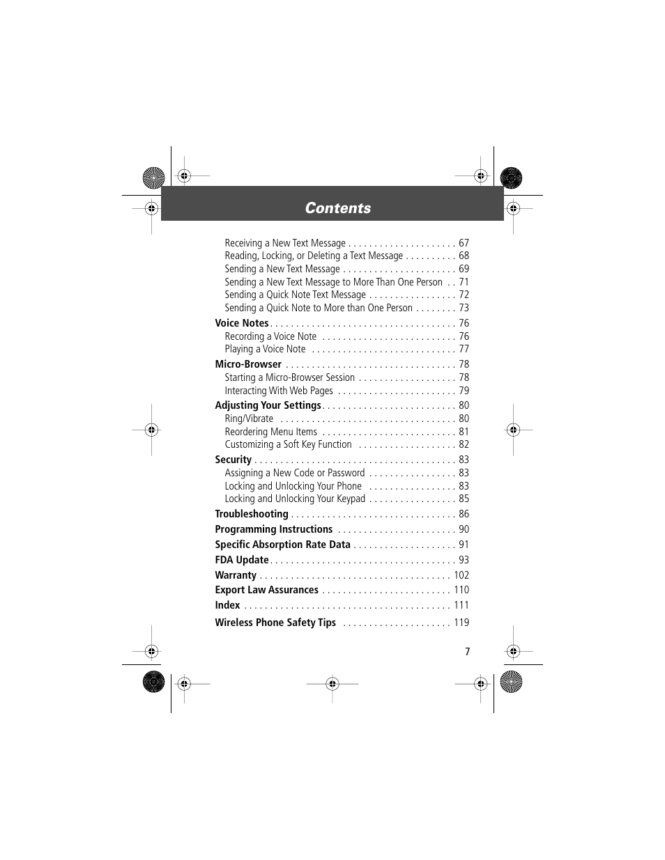 Motorola V Series 120c User Manual | Page 7 / 122