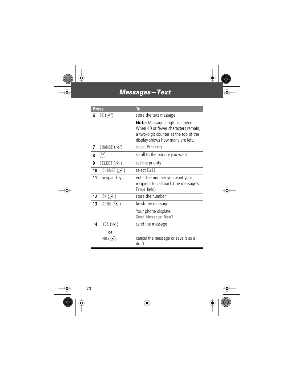 Messages—text | Motorola V Series 120c User Manual | Page 70 / 122