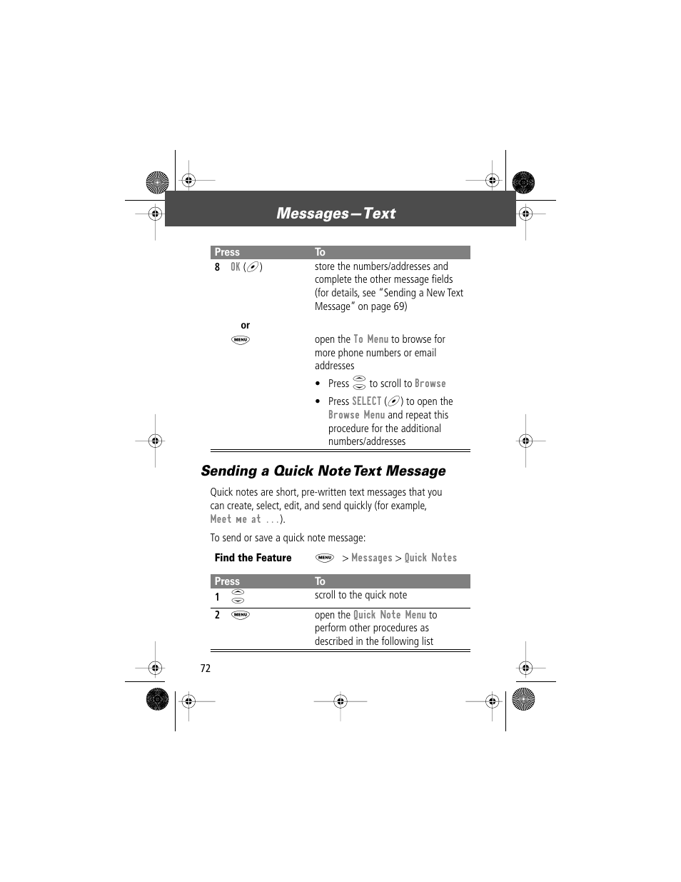 Messages—text | Motorola V Series 120c User Manual | Page 72 / 122