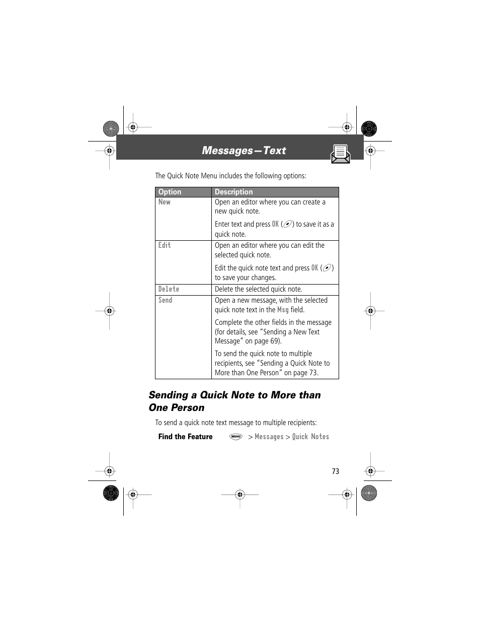 Messages—text | Motorola V Series 120c User Manual | Page 73 / 122