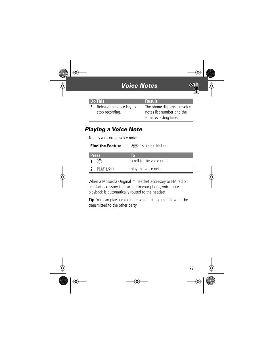 Motorola V Series 120c User Manual | Page 77 / 122