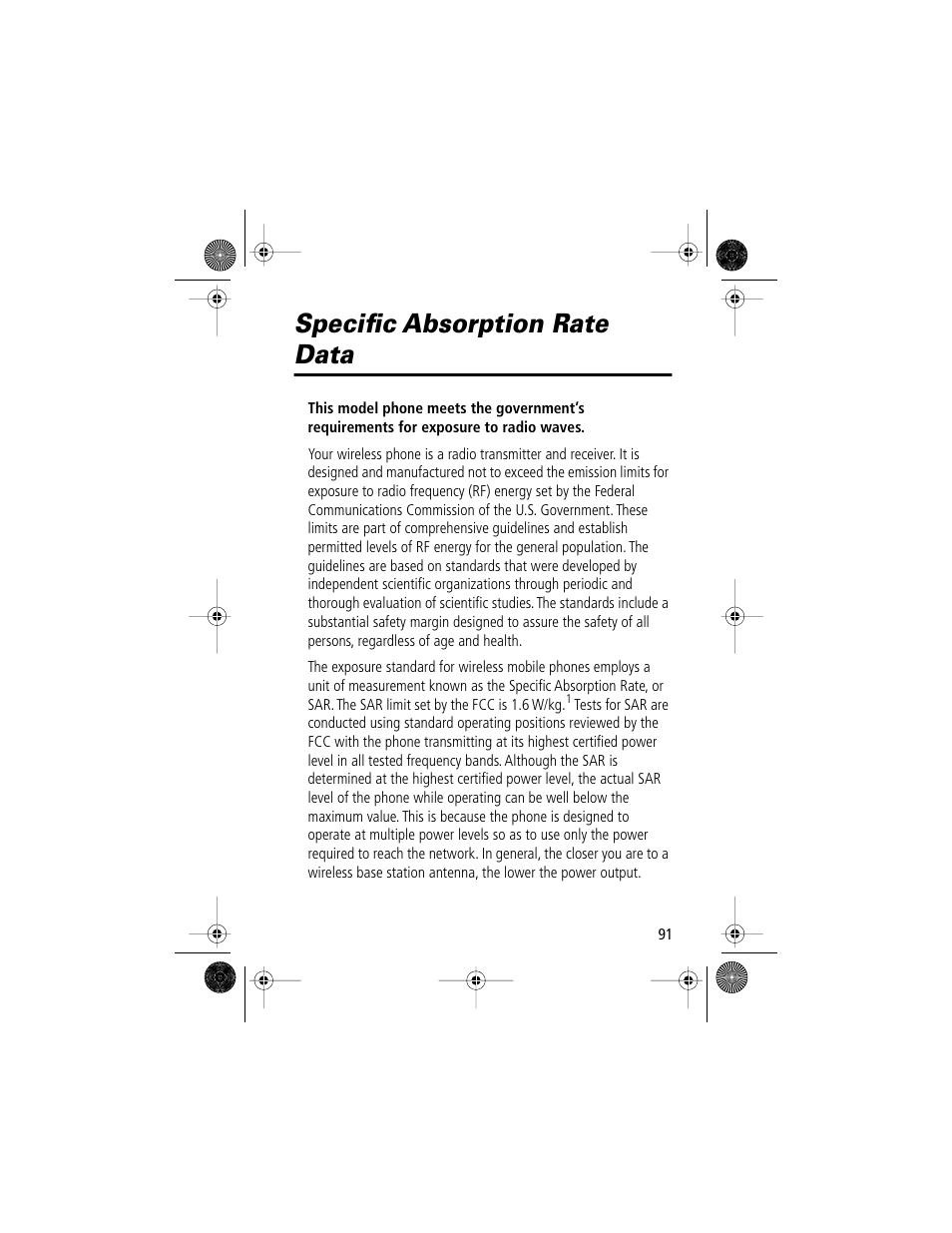 Specific absorption rate data | Motorola V Series 120c User Manual | Page 91 / 122