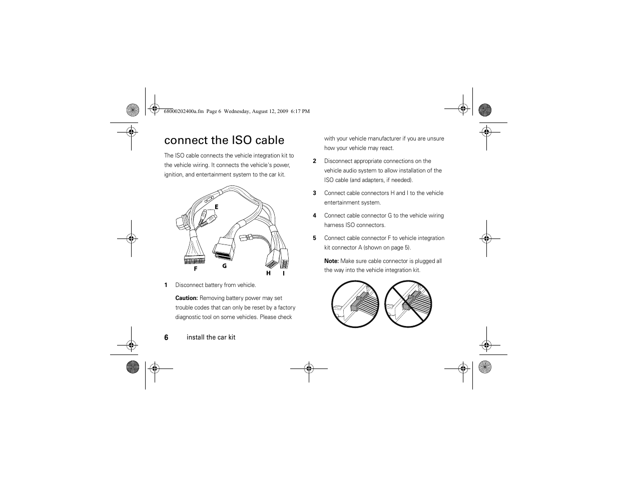 Connect the iso cable | Motorola MOTONAV TN500 Series User Manual | Page 8 / 22