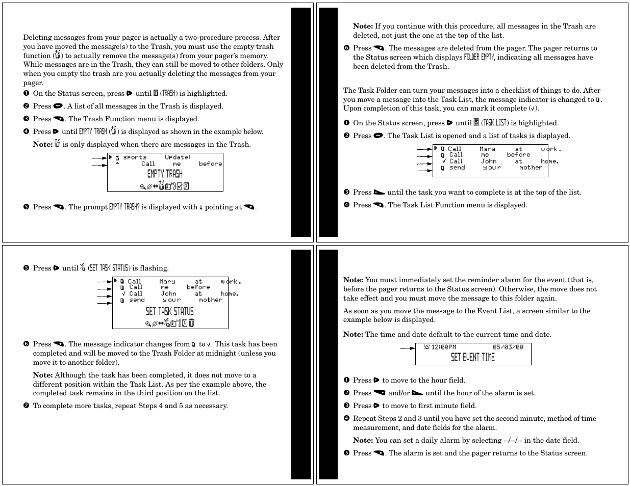 Completing your tasks in the task folder | Motorola CP1250 User Manual | Page 12 / 17