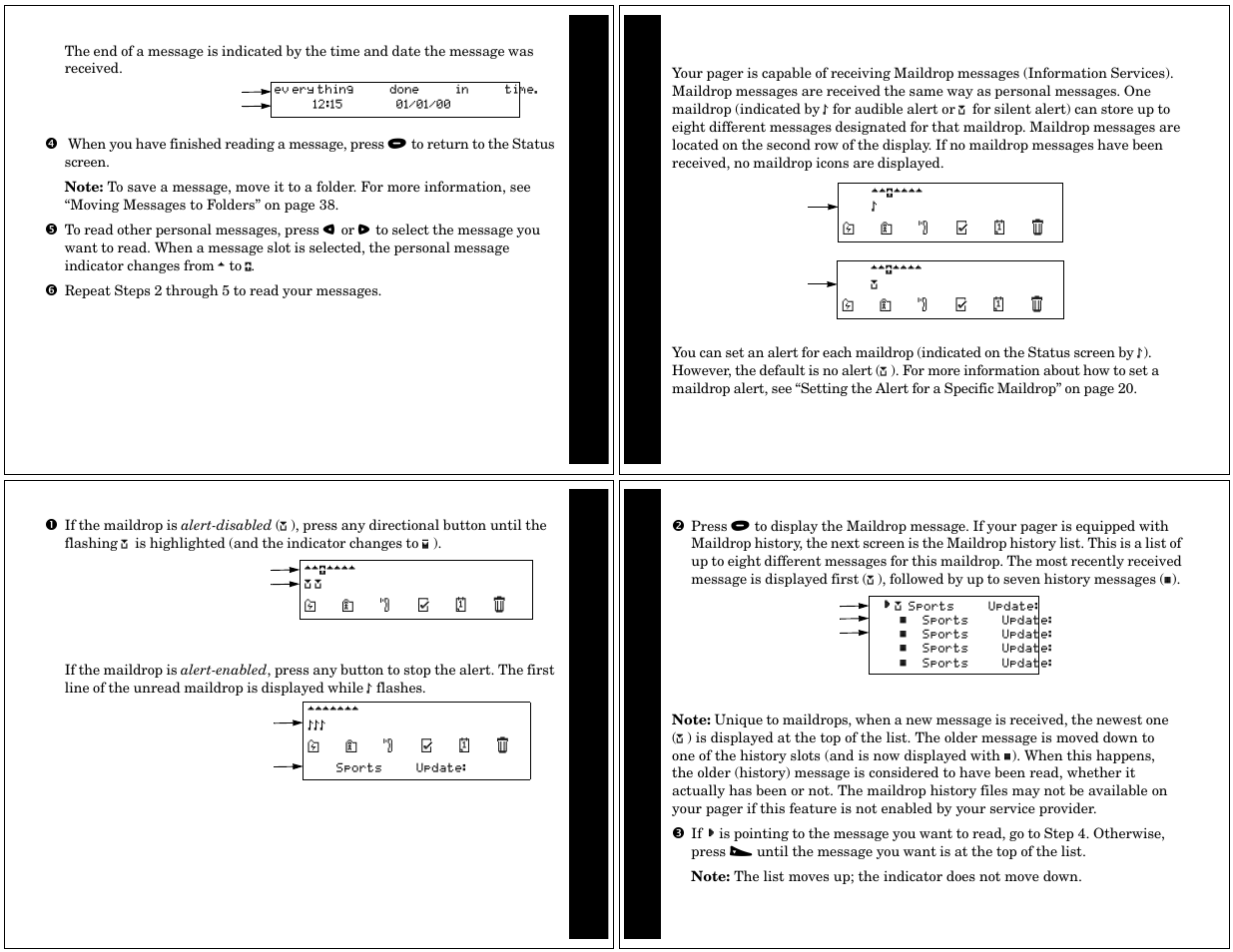 Maildrop messages, Receiving/ reading maildrop messages | Motorola CP1250 User Manual | Page 5 / 17