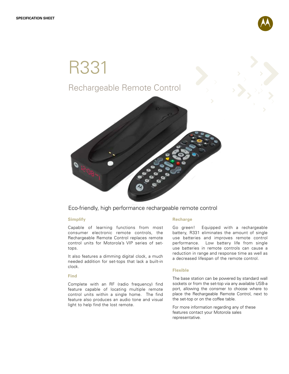 Motorola R331 User Manual | 2 pages