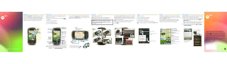 Motorola CLIQ XT 68014006001-A User Manual | 2 pages